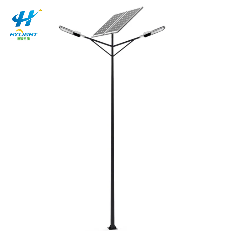 Outdoor Double Single Arm Galvanized Steel Solar Street Light Pole